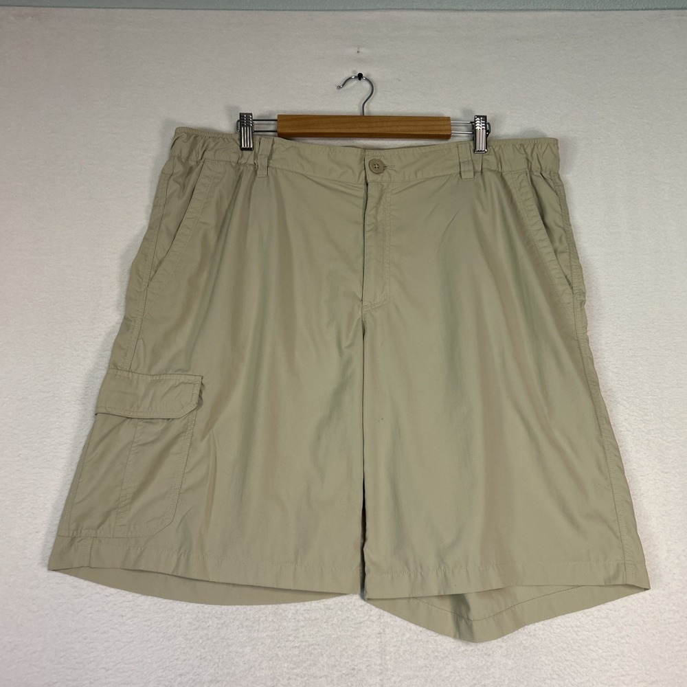 Columbia Cargo Shorts Mens 42x11 Khaki Ripstop Omni Shade Sycamore Falls 1567781